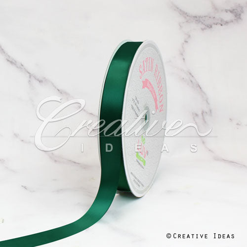 7/8" Single Face Satin Ribbon - 100 Yards (Hunter Green)