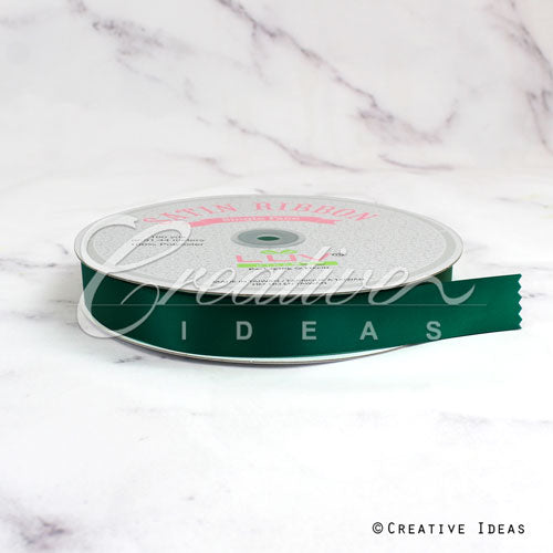 7/8" Single Face Satin Ribbon - 100 Yards (Hunter Green)