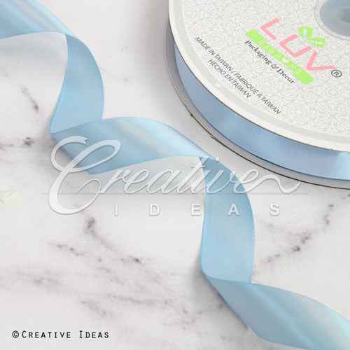 7/8" Single Face Satin Ribbon - 100 Yards (Light Blue)