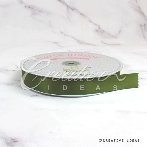 7/8" Single Face Satin Ribbon - 100 Yards (Moss Green)