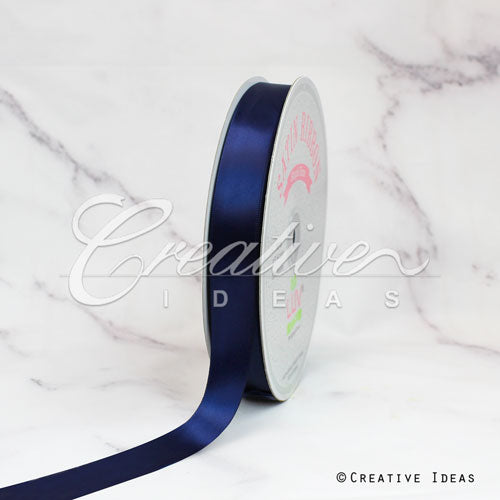 7/8" Single Face Satin Ribbon - 100 Yards (Navy Blue)