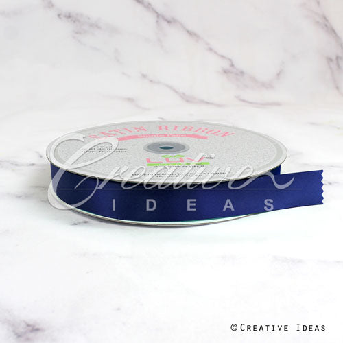 7/8" Single Face Satin Ribbon - 100 Yards (Navy Blue)
