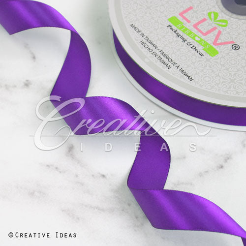 7/8" Single Face Satin Ribbon - 100 Yards (Purple)