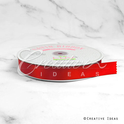 7/8" Single Face Satin Ribbon - 100 Yards (Red)