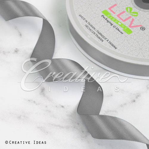 7/8" Single Face Satin Ribbon - 100 Yards (Silver)