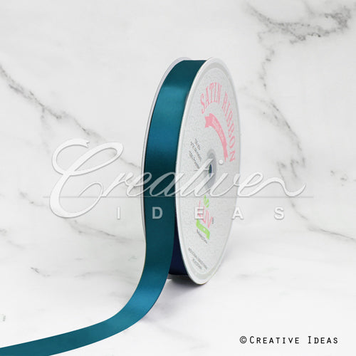 7/8" Single Face Satin Ribbon - 100 Yards (Teal)