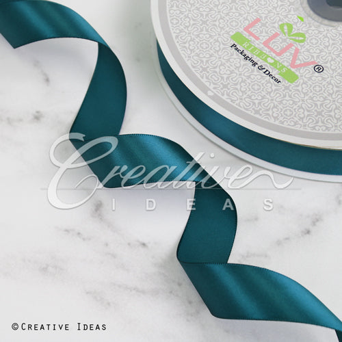 7/8" Single Face Satin Ribbon - 100 Yards (Teal)
