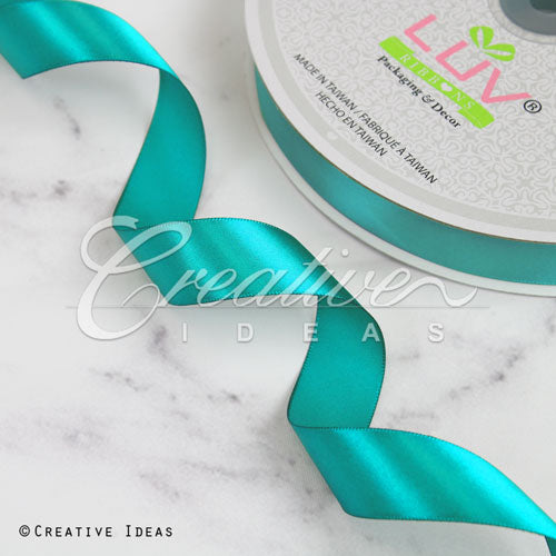 7/8" Single Face Satin Ribbon - 100 Yards (Tropic Blue)