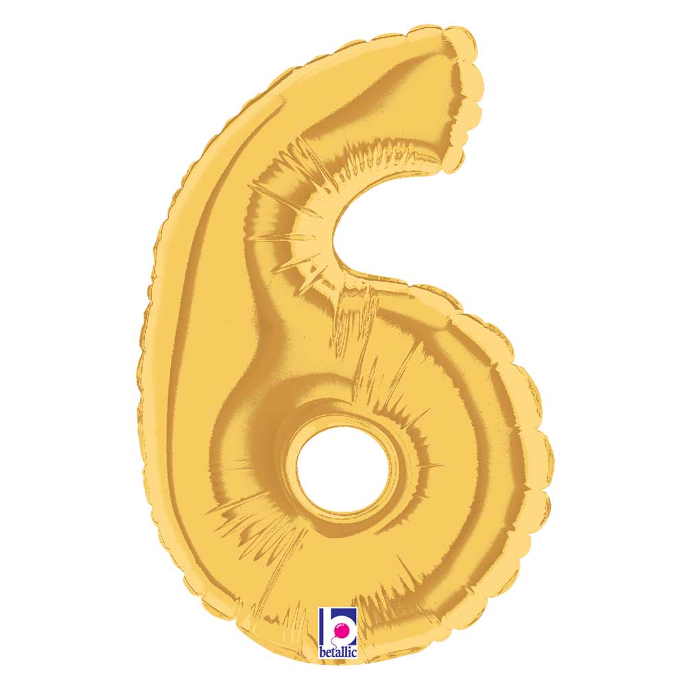 Foil Balloon Number 6 Gold Megaloon