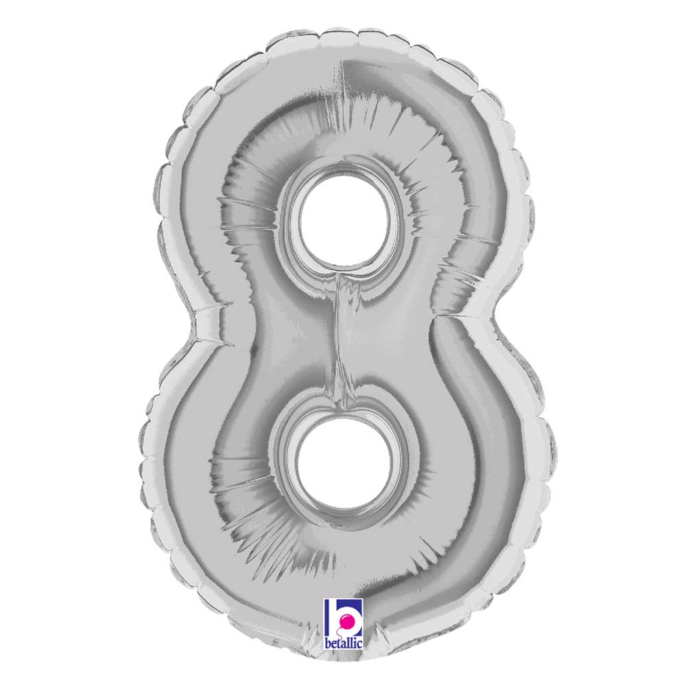 Foil Number 8 Silver Megaloon Balloon