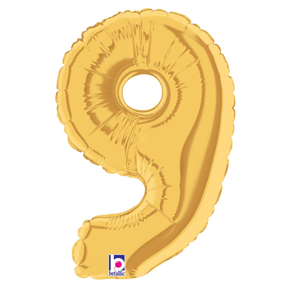 Gold Number 9 Foil Balloon