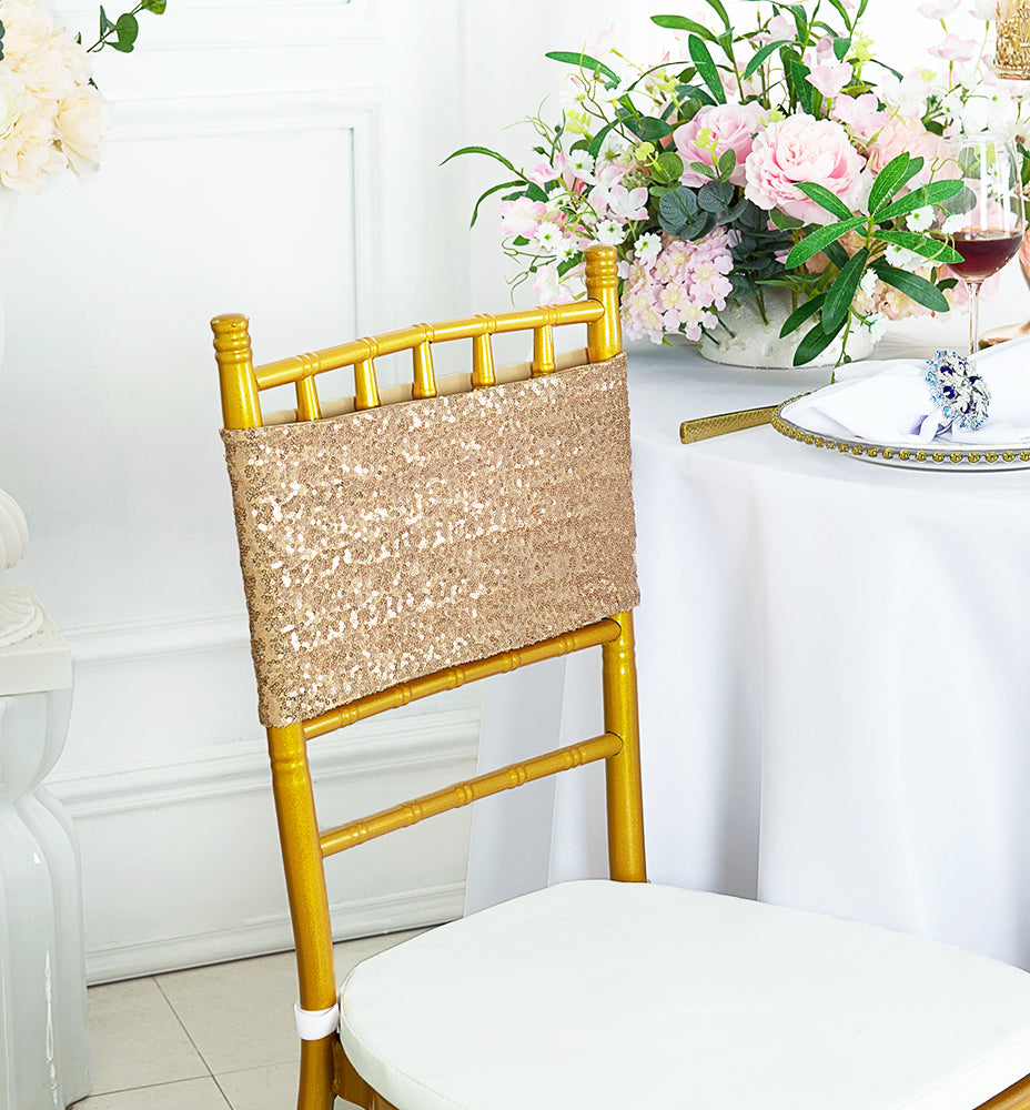 Sequin Spandex Chair Bands Champagne 7x13