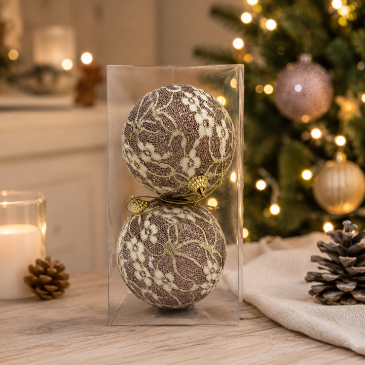 10cm Ball With Lace Flower Accents 2 Pcs
