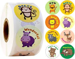 1 1/2" Eccentric Animals Sticker Roll 100 Pieces