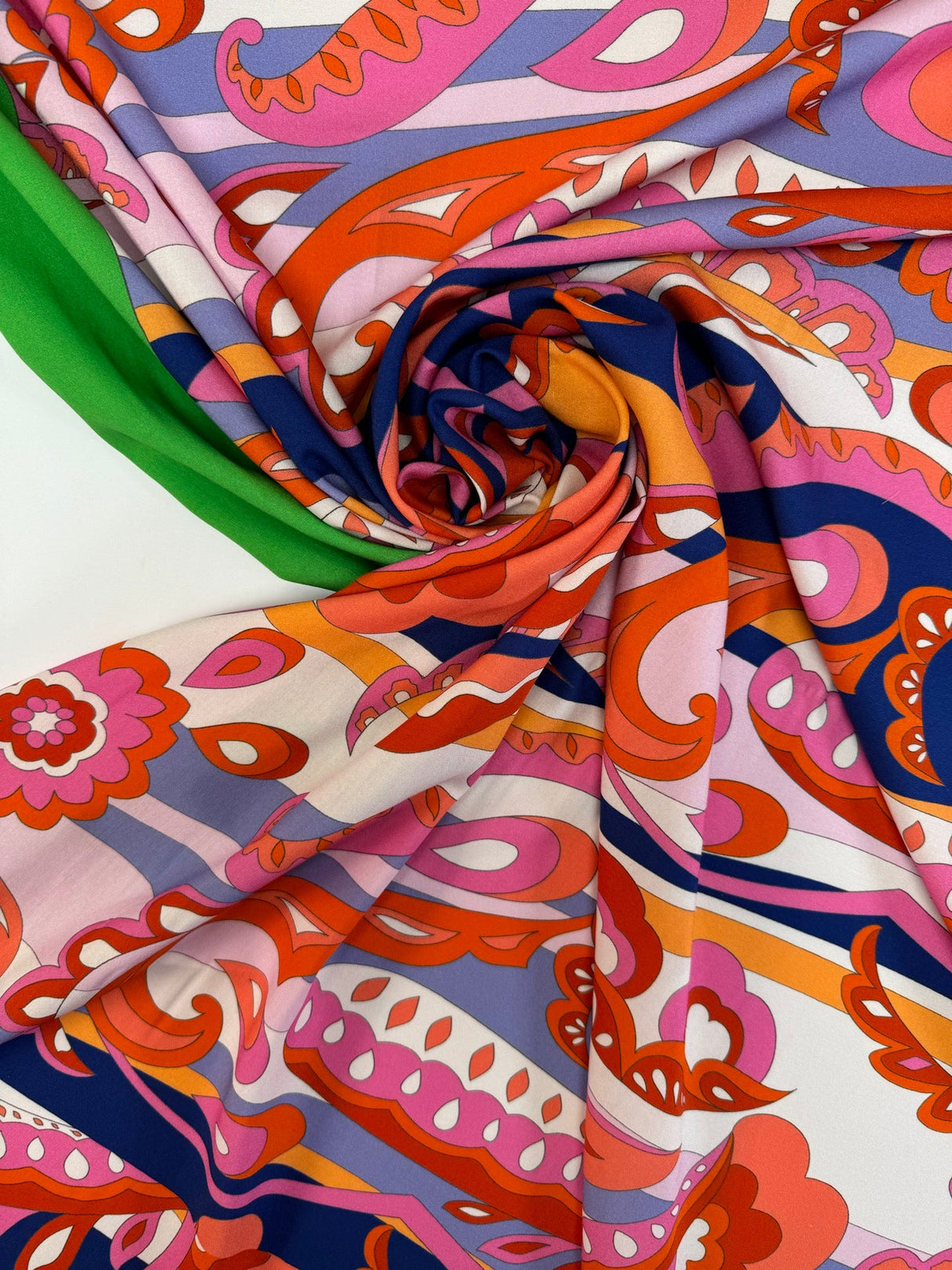 Viscose Paisley Print Blue Pink