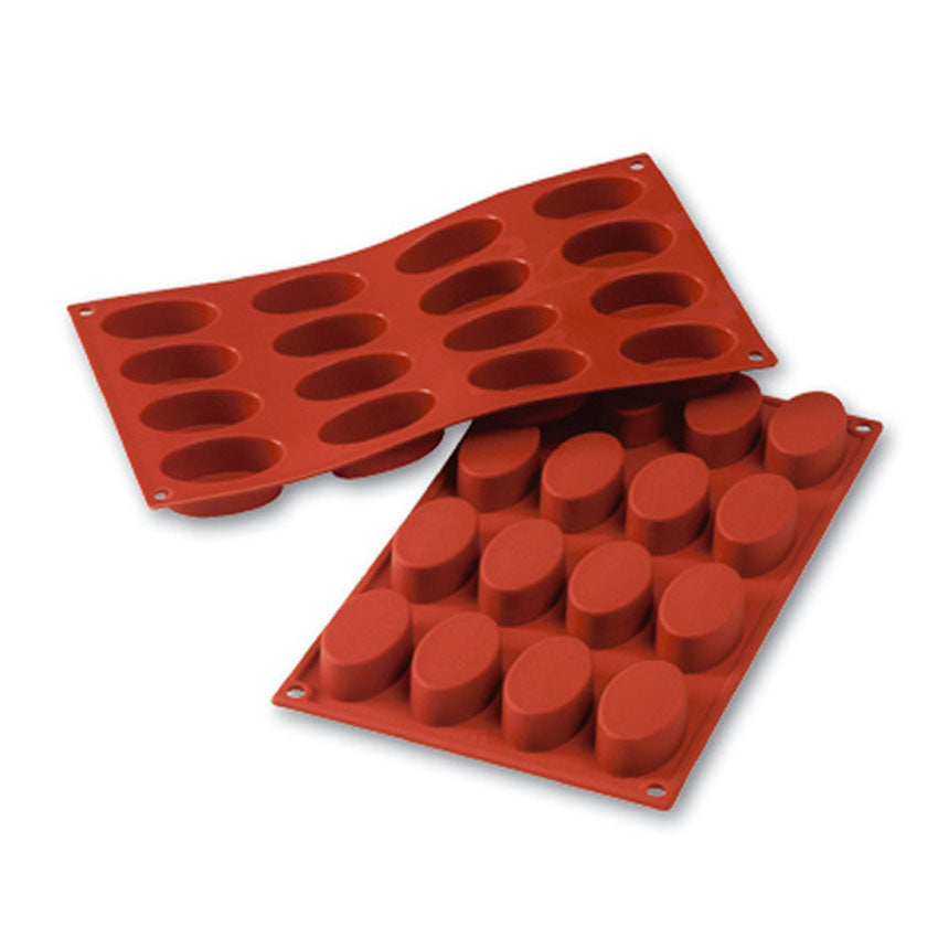 Silikomart Flexible Silicone Non-stick Bakeware Oval Mold 1 Oz, 2.17" x 1.30" x .78" Deep, 16 Cavities