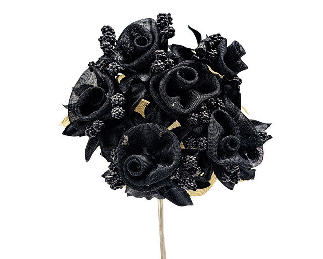 1.5" Black Organza Silk Flowers - Pack of 72