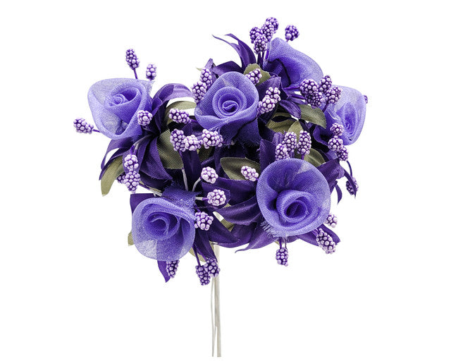 1.5" Purple Organza Silk Flowers - Pack of 72