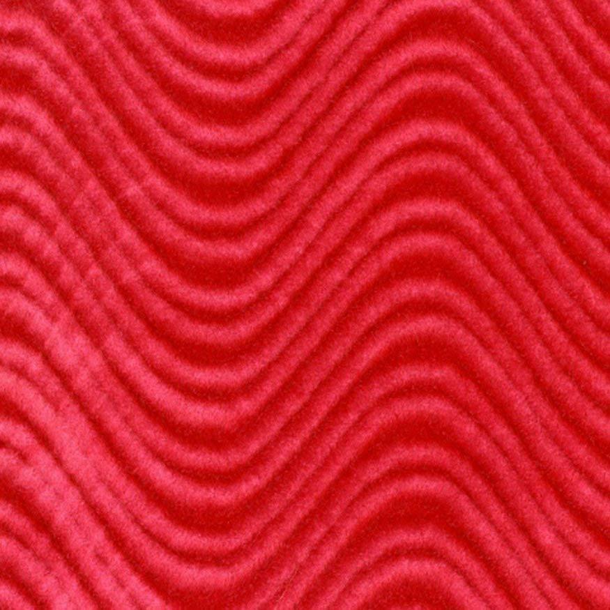 Red Wave Swirl Flocking Velvet Upholstery Fabric,
