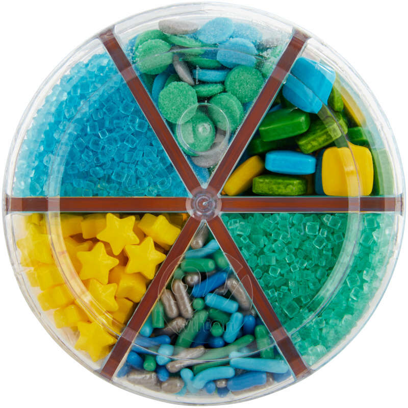 Wilton Blue, Yellow and Teal 6-Cell Sprinkle Mix, 6.77 oz.