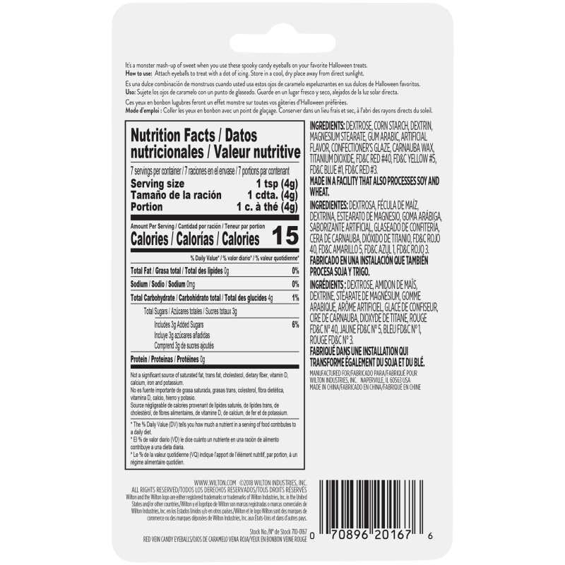 Wilton Bloody Candy Eyeballs, 1 oz. Bloodshot spooky red