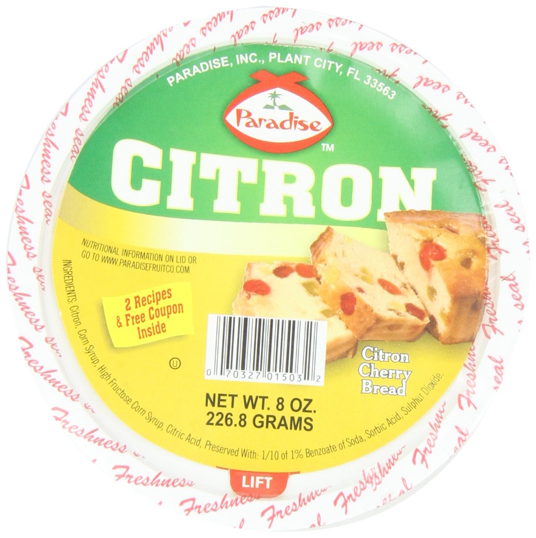 Paradise Diced Candied Citron candied fruit fruitcakes 8oz