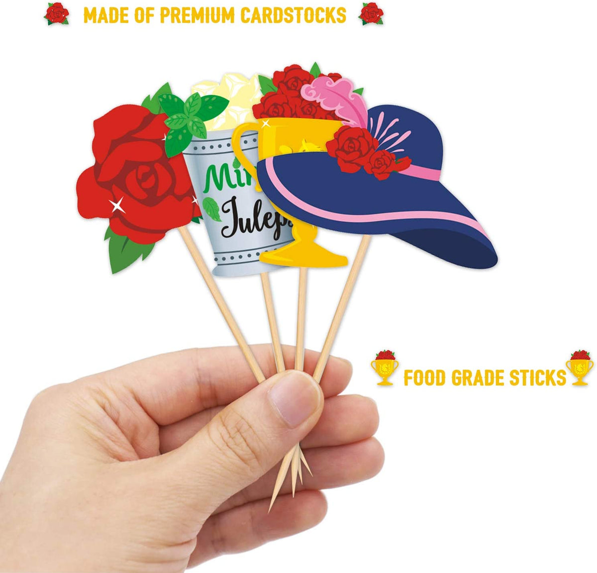 Kentucky Derby horse race-themed food & cupcake 24 piece topper picks set