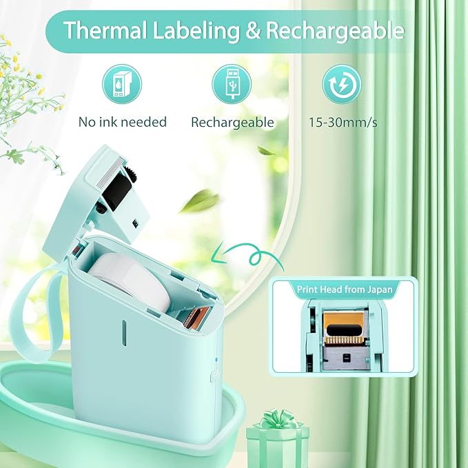 JADENS Label Maker Machine, D11 Portable Bluetooth Printer for Labeling, Home, Office, Organization, Mini Label Maker Machine