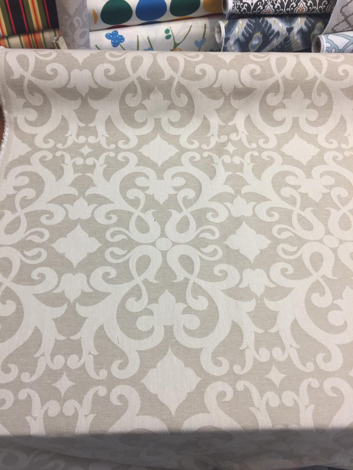 Damask Dark Beige Cotton Polyester Fabric - Damask Pattern, 58" Width (1 Yard)