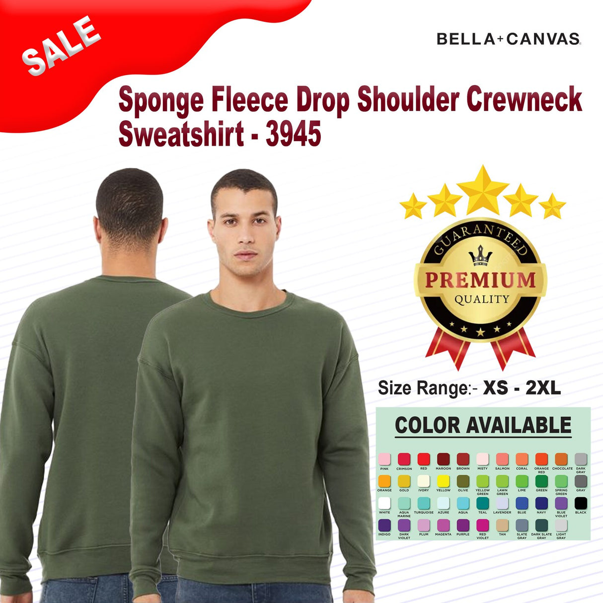 Bella + Canvas® Sponge Fleece Drop Shoulder Long Sleeve Sweatshirt