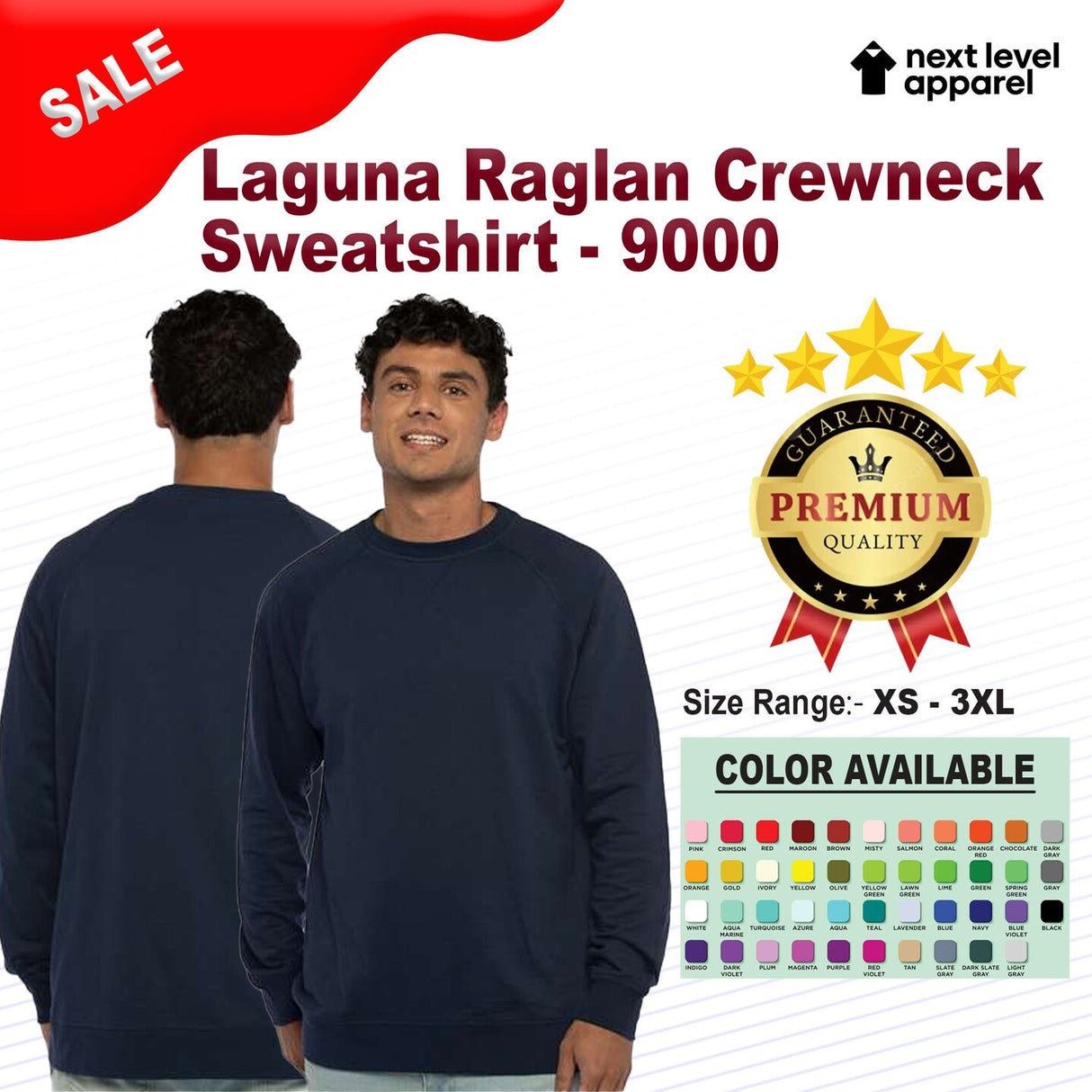 Next Level® Unisex Laguna Raglan Crewneck Sweatshirt