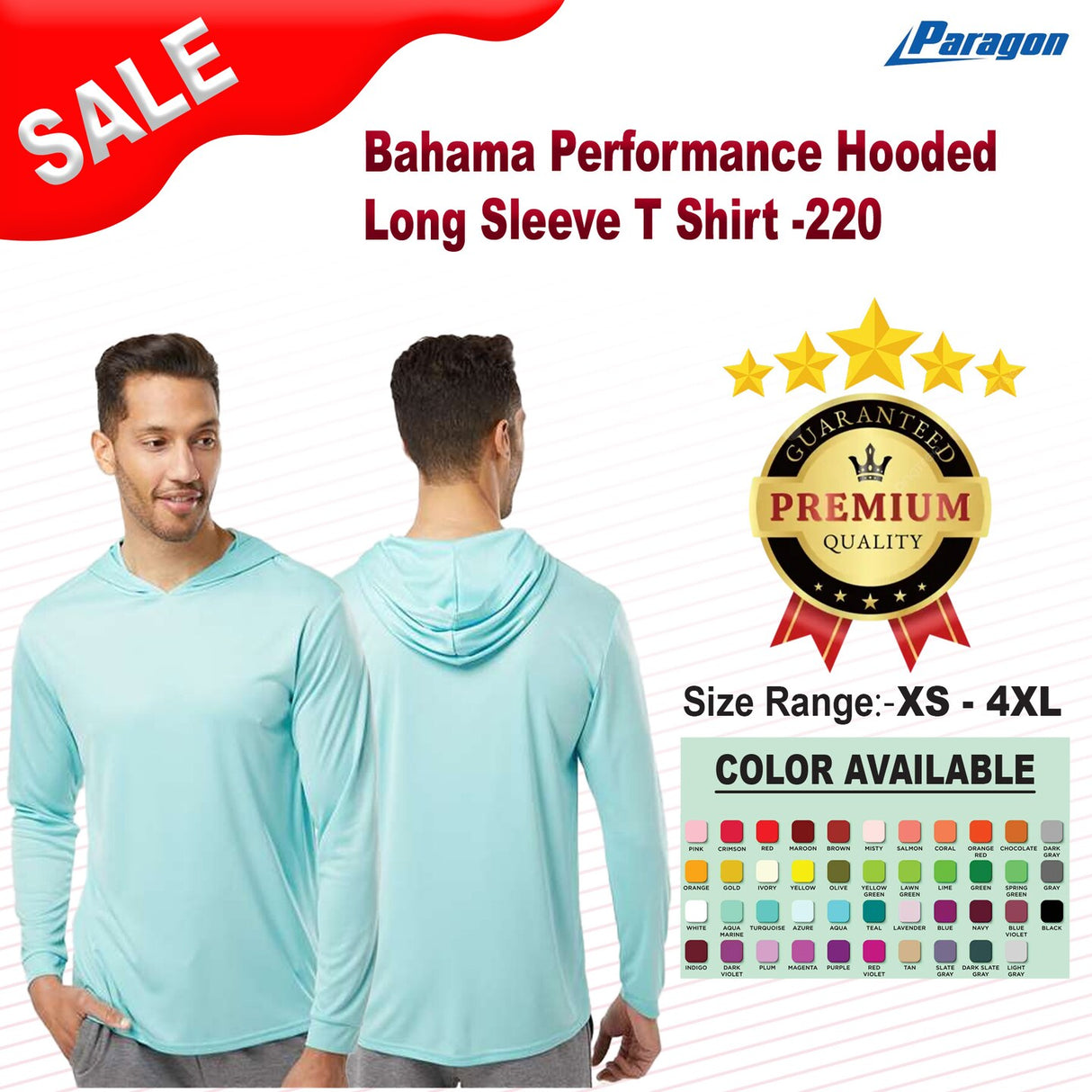 Paragon® Bahama Performance Hooded Long Sleeve T Shirt
