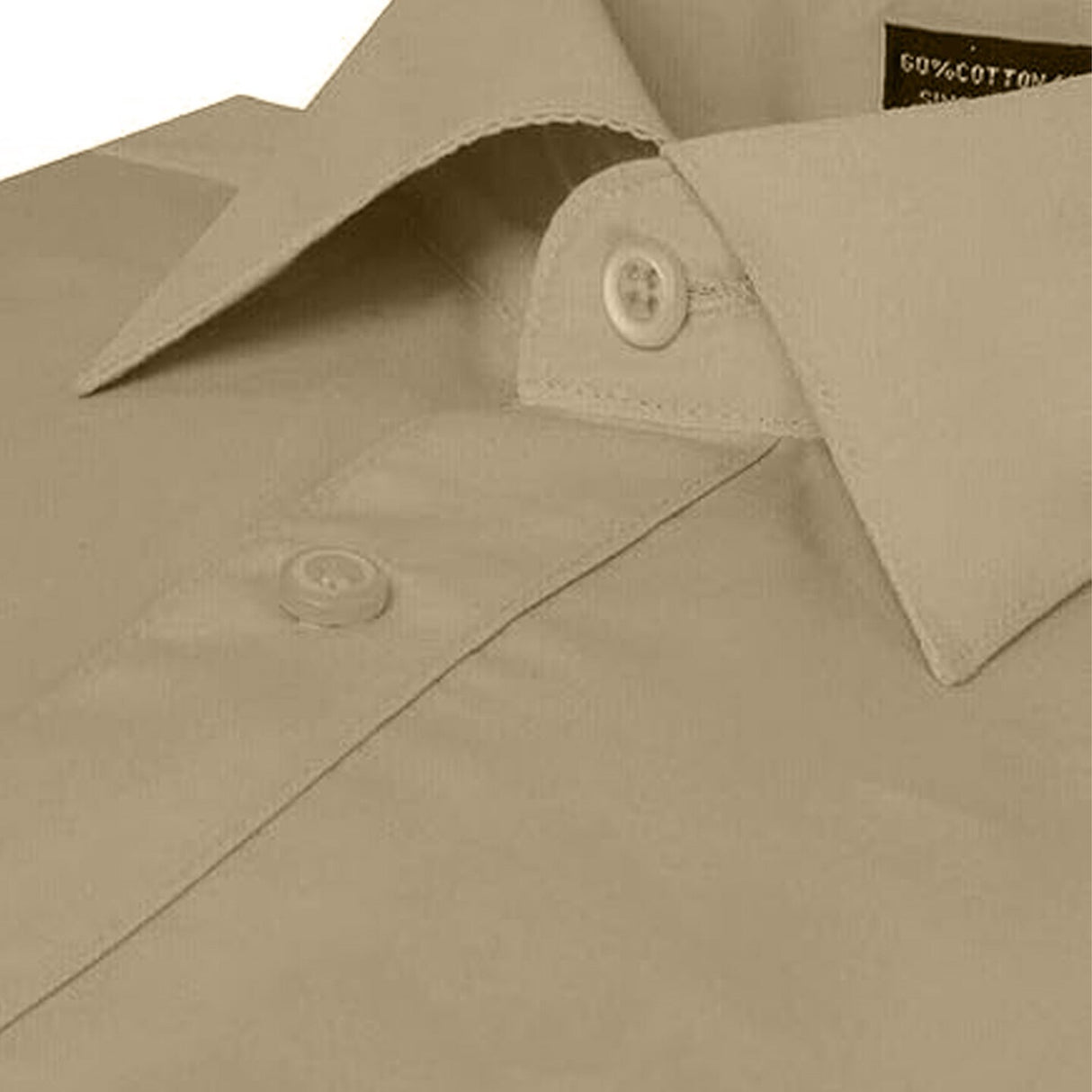 খাকি স্লিম ফিট লম্বা হাতা পোলো শার্ট