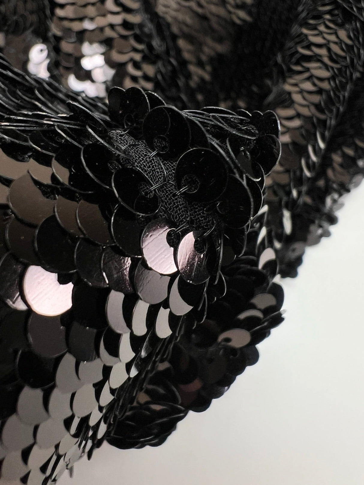 Black Polyamide Crepe Sequins