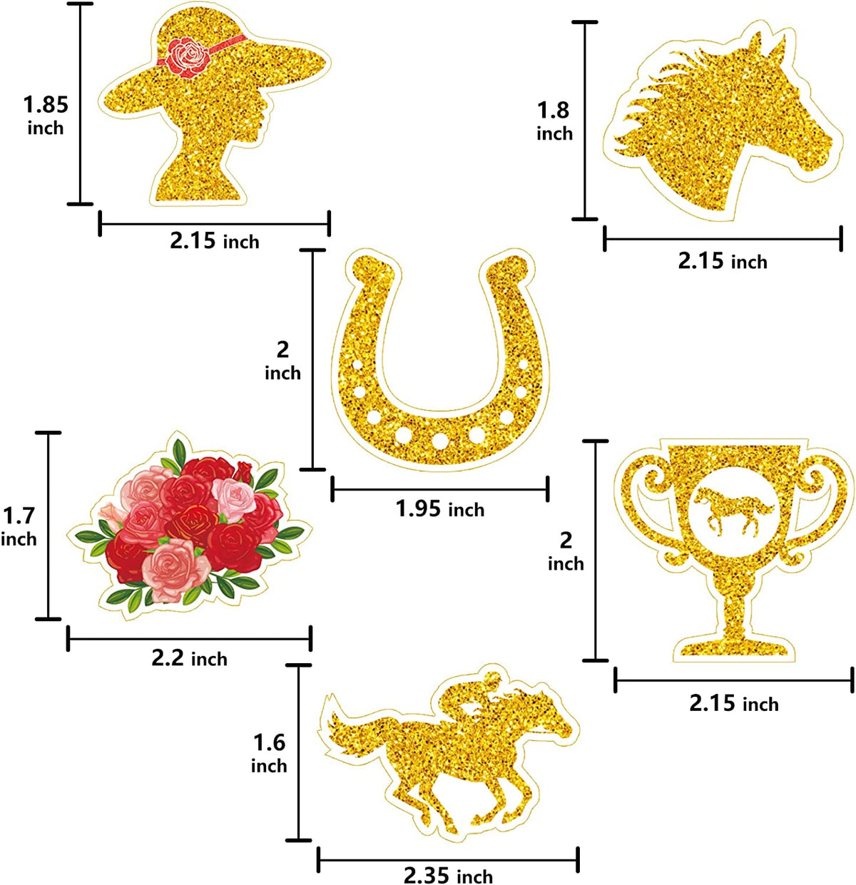 Kentucky Derby horse race-themed food & cupcake 12 piece Gold topper picks set