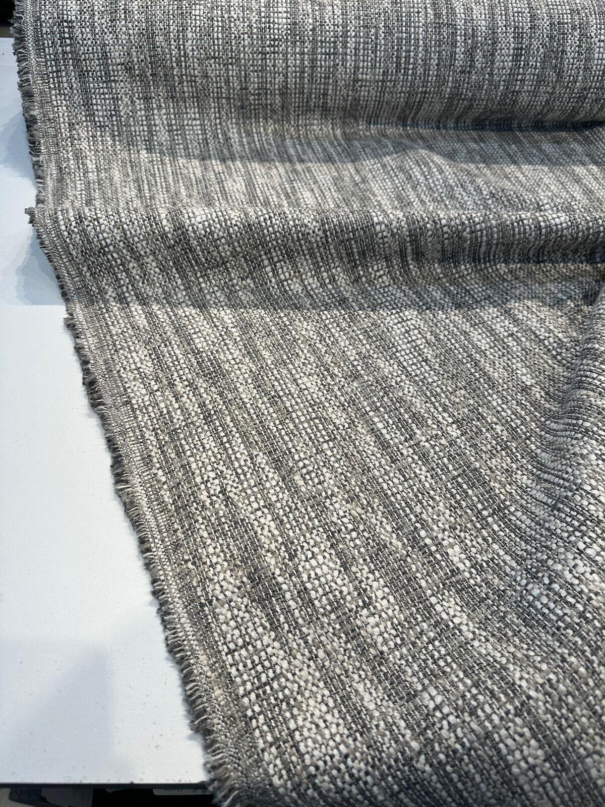 Lucky One Chenille Tweed Upholstery Fabric - Fog Gray/Off White Mix, 55" Width (1 Yard)