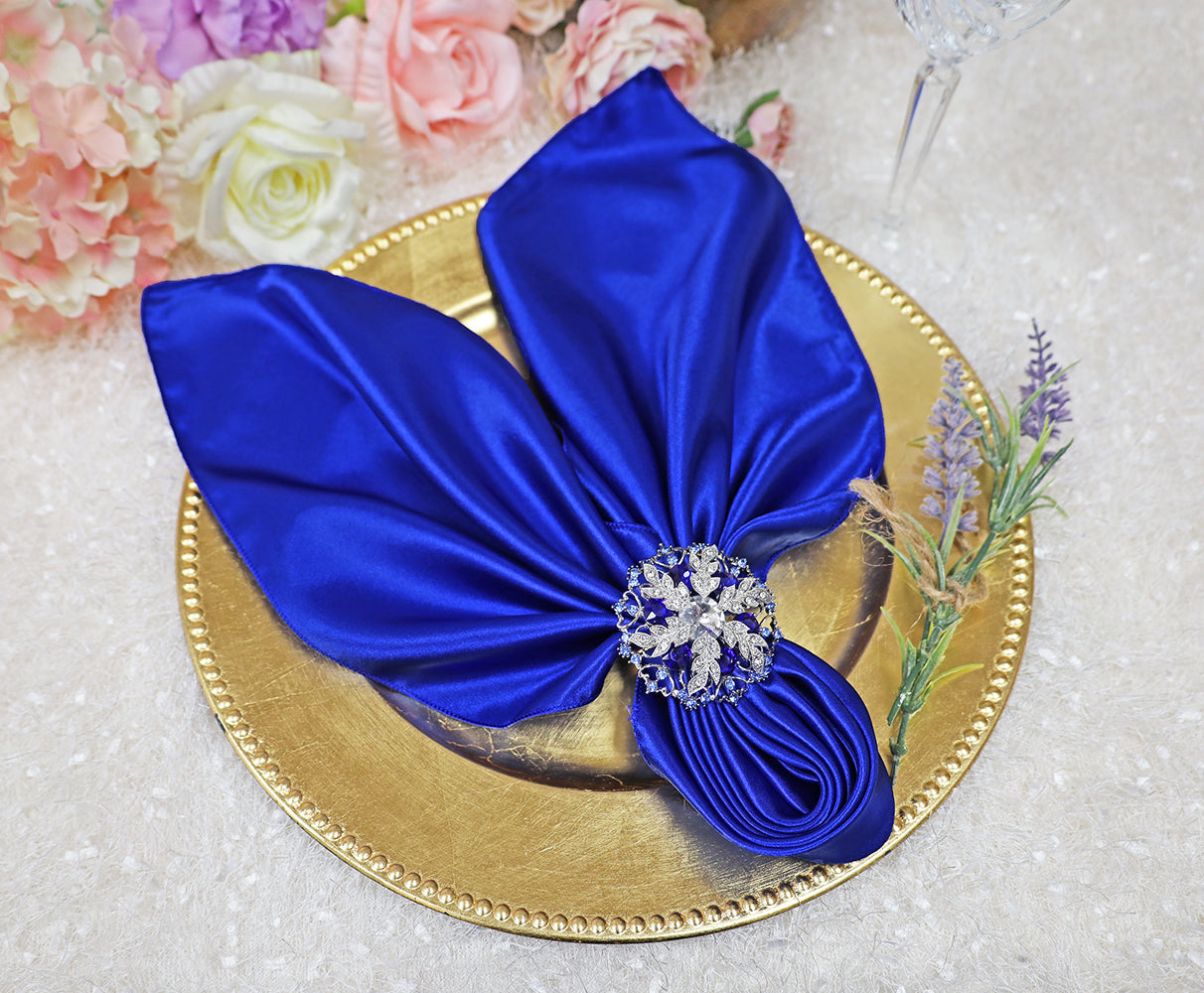 Satin Dinner Napkins 20x20 Royal Blue