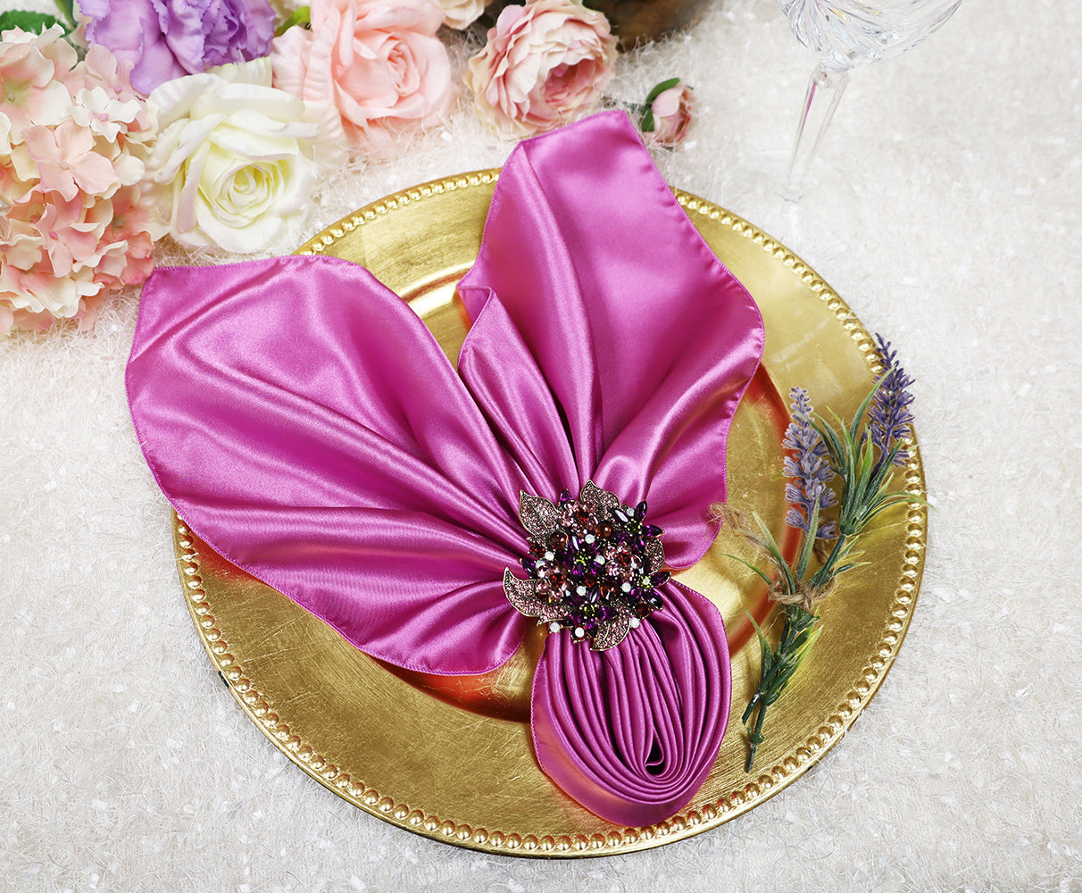 Satin Dinner Napkins 20x20 Magenta/Azalea