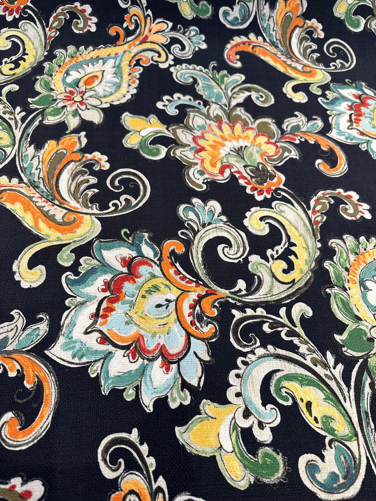 Scotto Madison Carnival Cotton Fabric - Black Multi Floral, 54" Width (1 Yard)