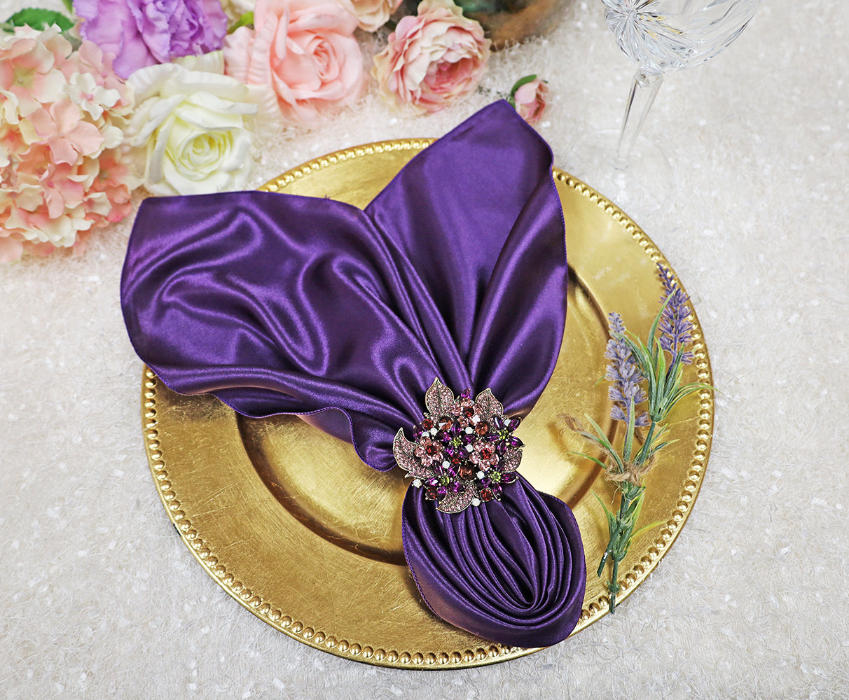 Satin Dinner Napkins 20x20 Eggplant
