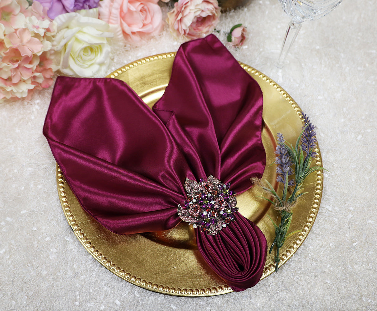 Satin Dinner Napkins 20x20 Sangria