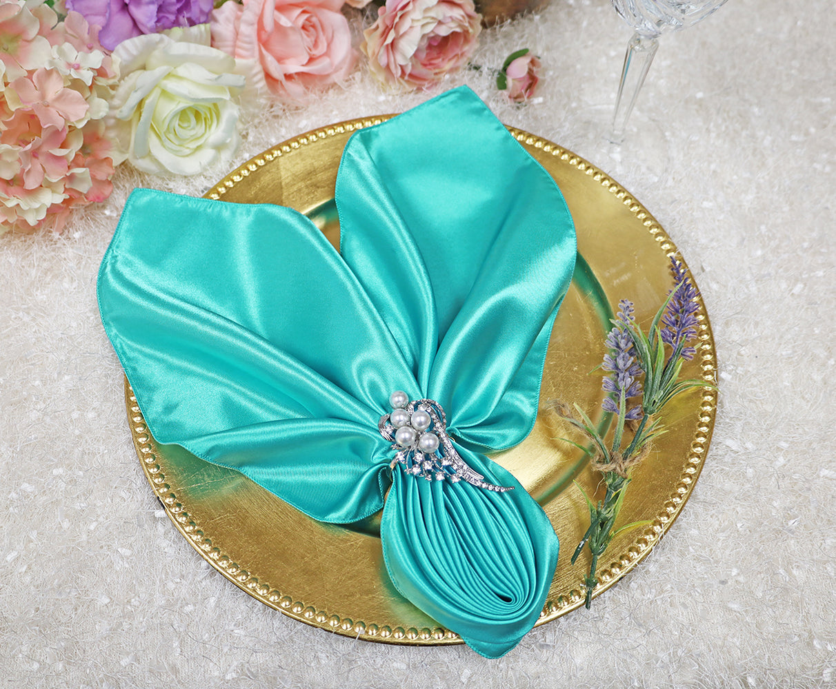 Satin Dinner Napkin Sample 20x20 Pool Blue