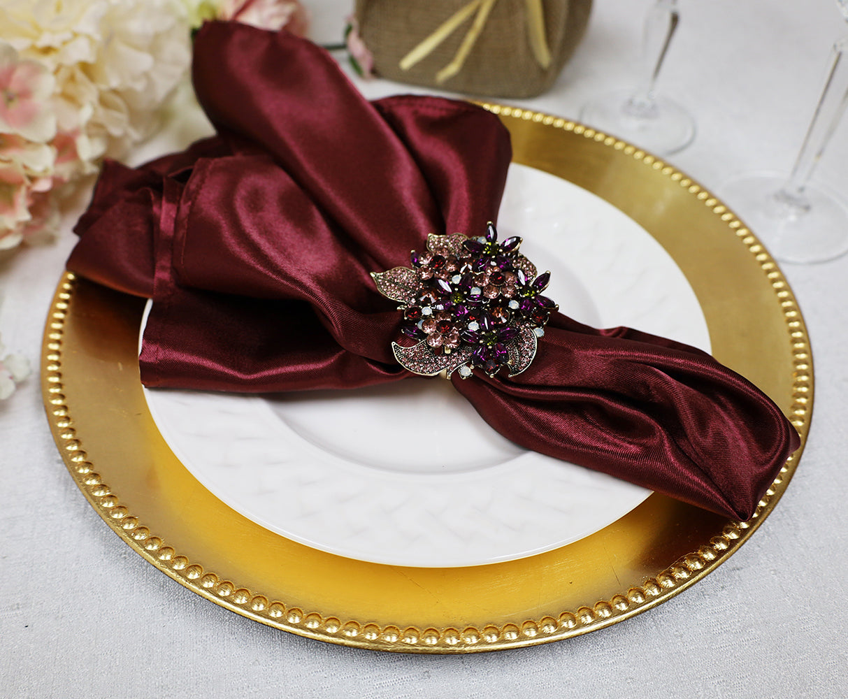 Heavy Duty Satin Dinner Napkin 20x20 Burgundy