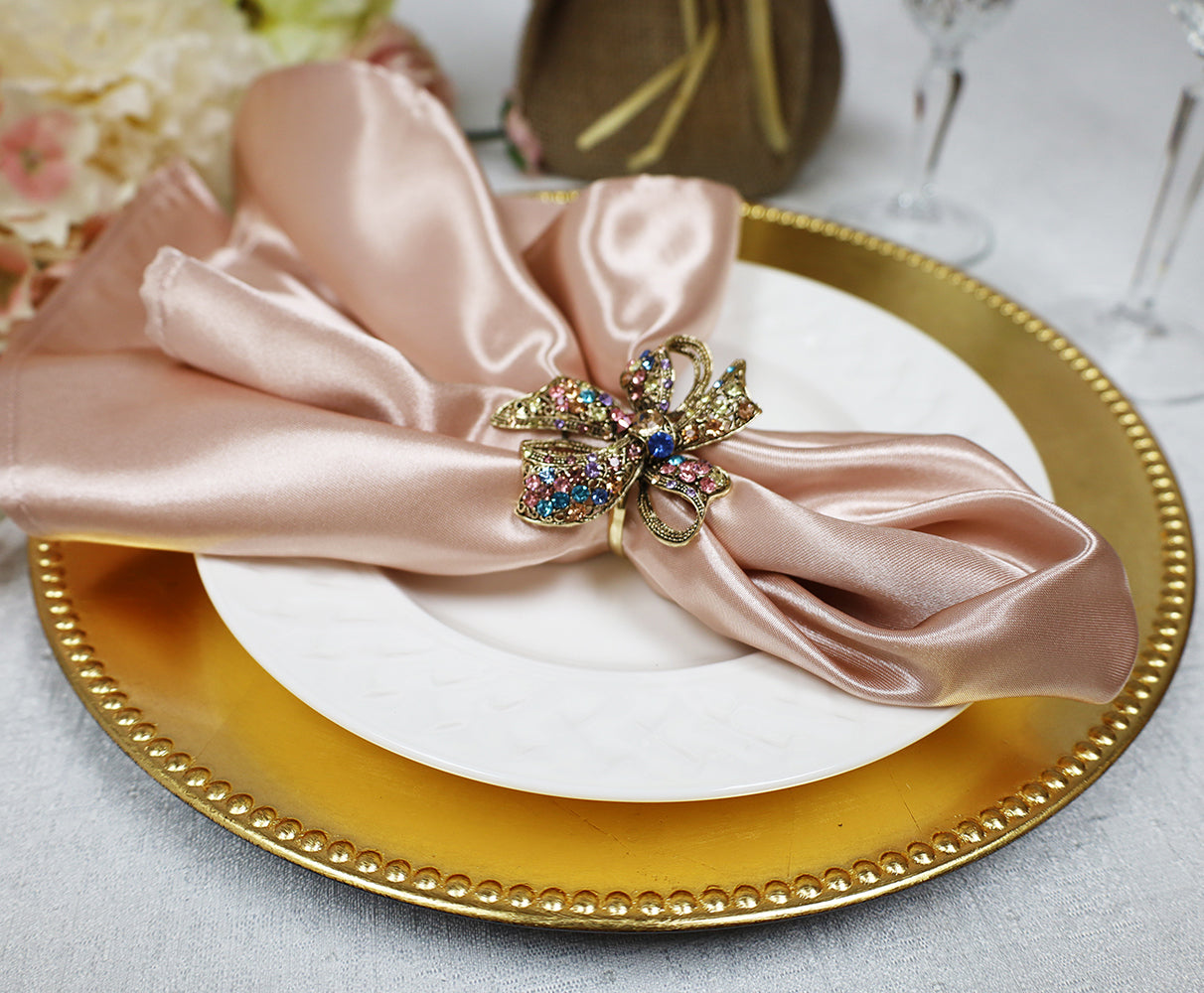 Heavy Duty Satin Dinner Napkins 20x20 Blush Pink