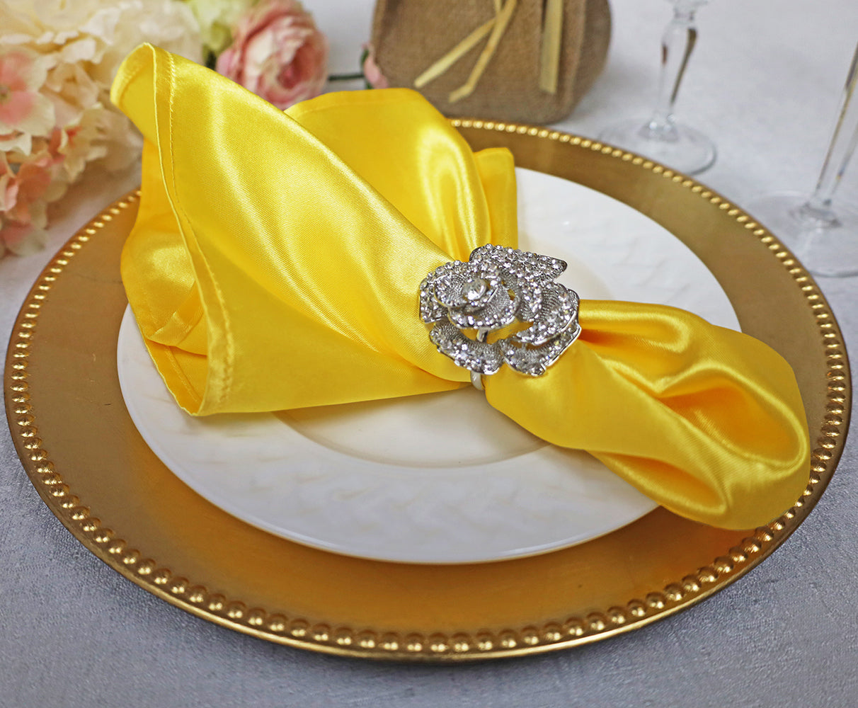Heavy Duty Satin Dinner Napkins 20x20 Canary Yellow