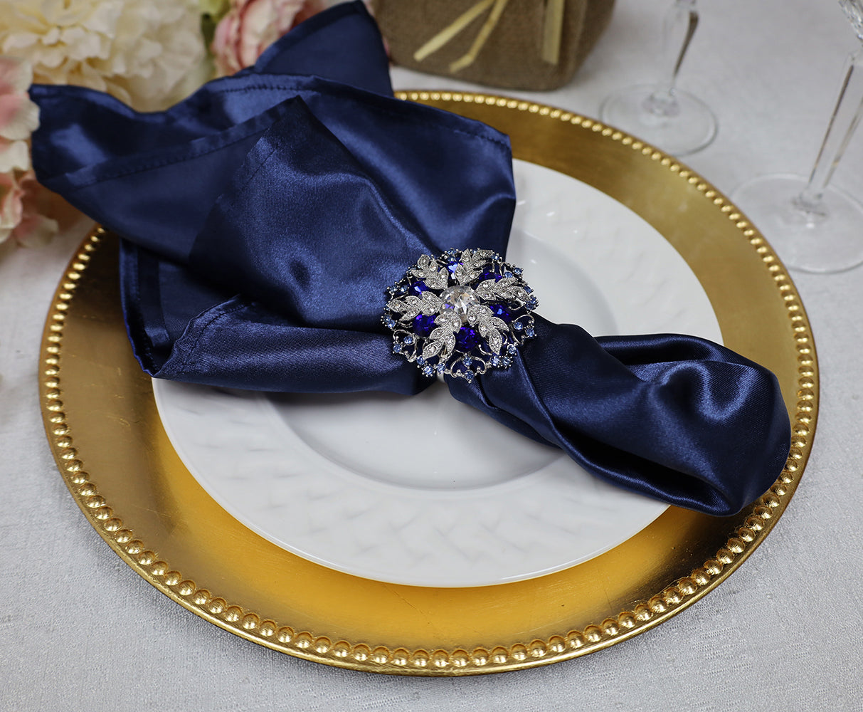 Heavy Duty Satin Dinner Napkin 20x20 Navy Blue