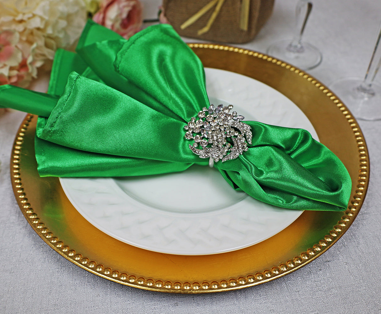 Heavy Duty Satin Dinner Napkins 20x20 Emerald Green