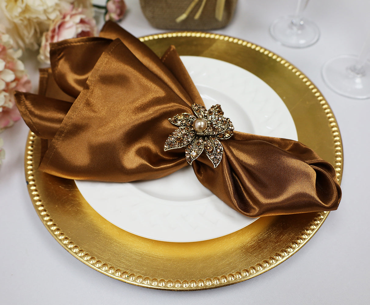 Heavy Duty Satin Dinner Napkins 20x20 Copper