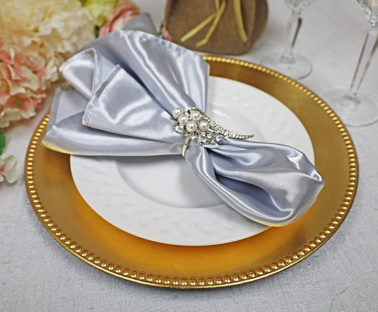 Heavy Duty Satin Dinner Napkin Sample 20x20 Platinum