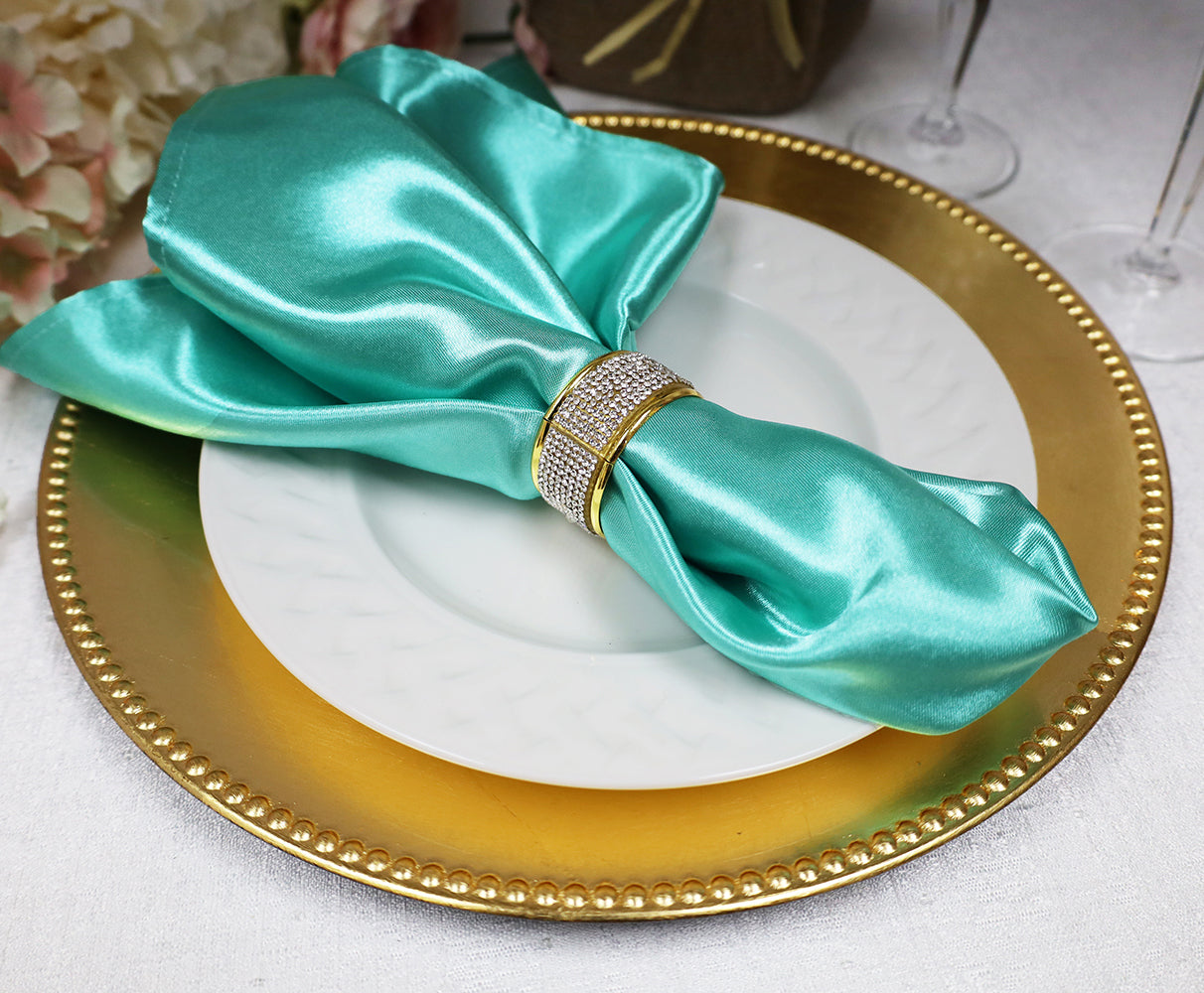 Heavy Duty Satin Napkins 20x20 Pool Blue
